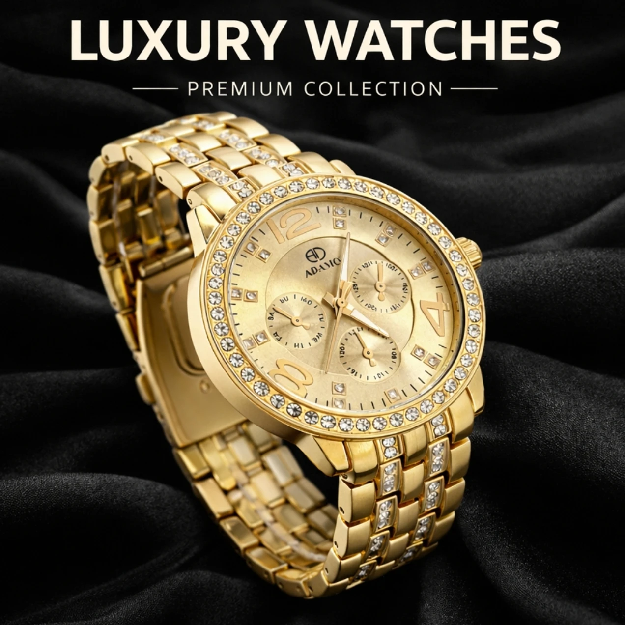 Designer Scratch Resistant Gold Dial Round Shaped with Stainless Steel Chain Premium watch for Women and Girls Analog Watch