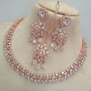 Latest Gold Plated White Gem Stone necklace set